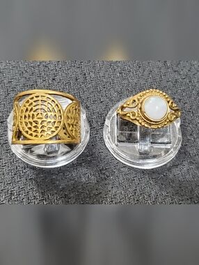 Antique Melted Brass Coin Rings For 2pcs